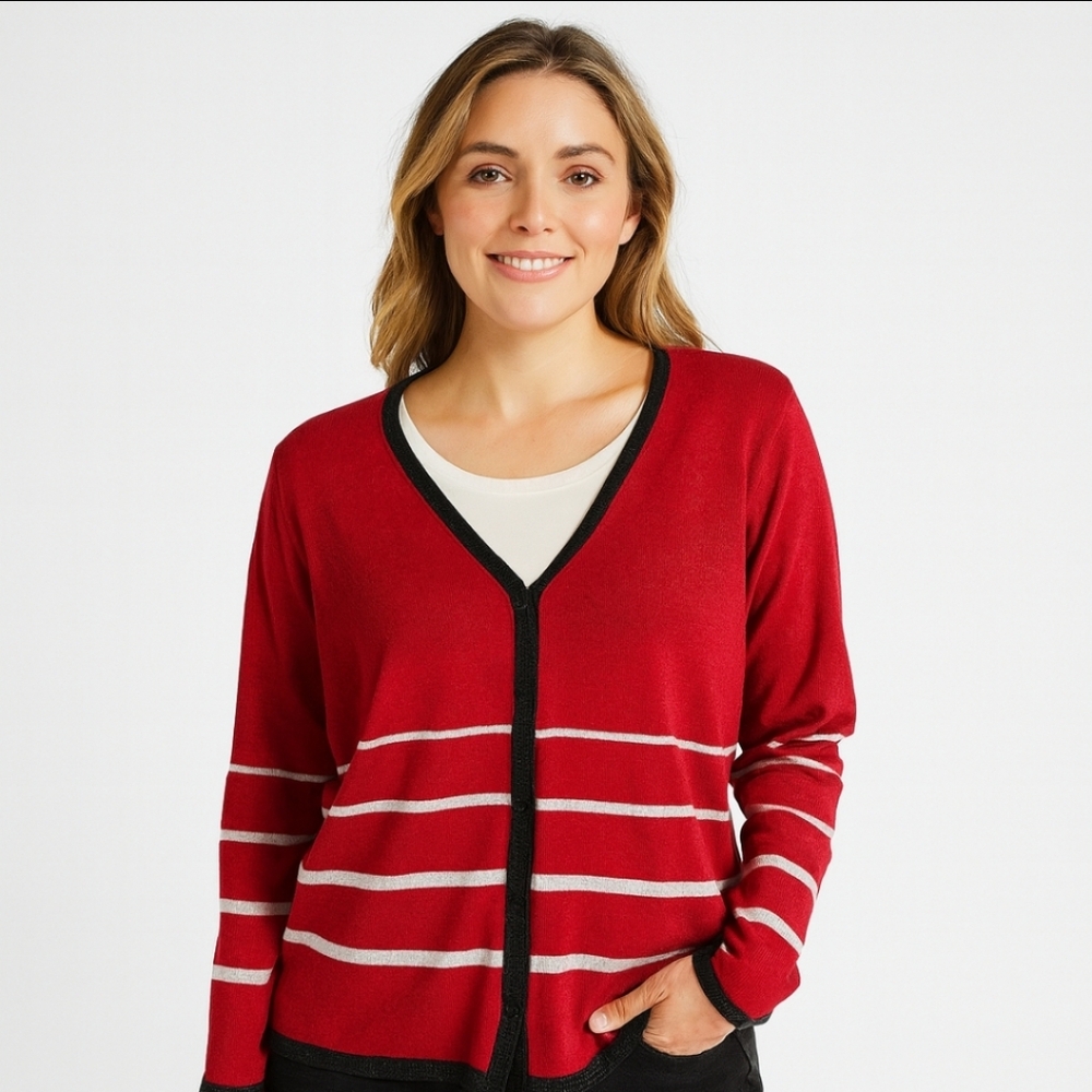 Emma James Red Gold Cardigan Plus Sz 2